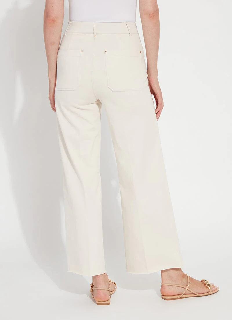 Erin Wide Leg Denim Pant in Oat