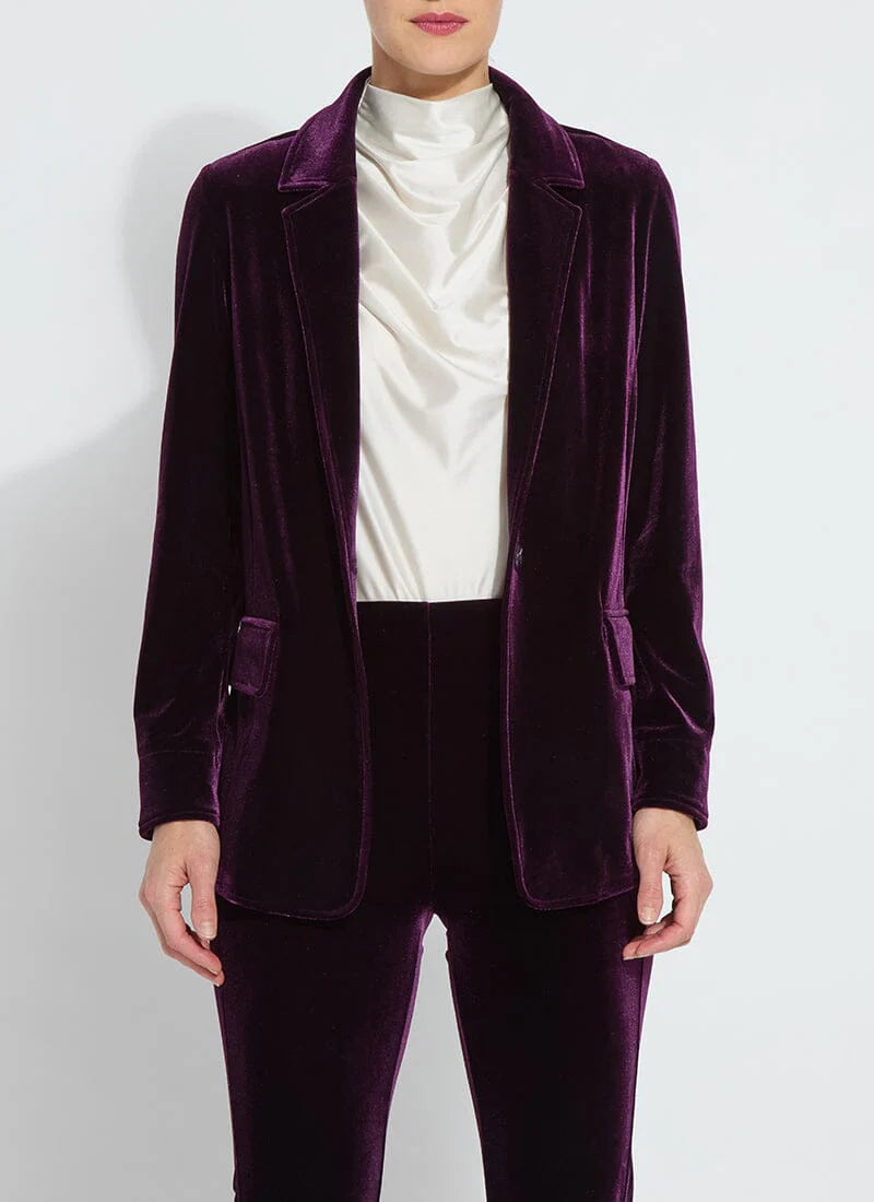 Mercer Stretch Velvet Blazer in Royalty