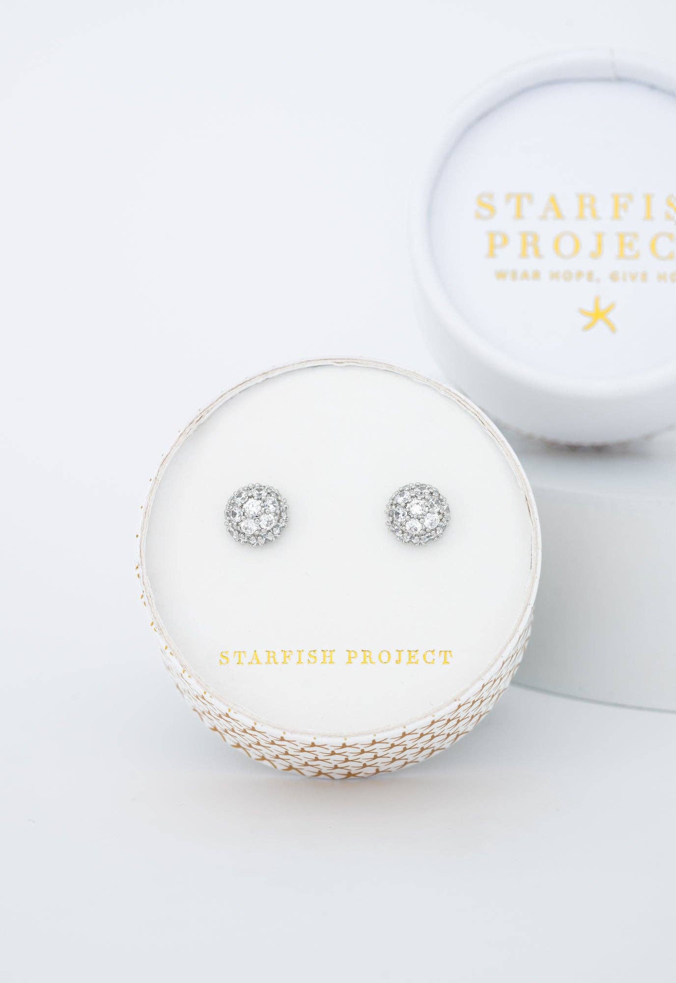 Lustre Bloom Stud Earrings in Platinum