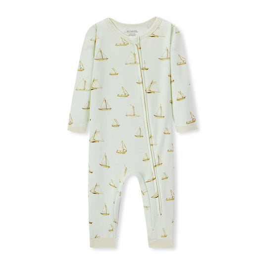 Zipper Pajamas in Sailboat Melody (Organic Cotton)