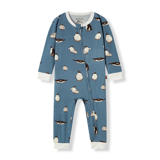 Luxe Stretch Zipper Pajama in Penguins