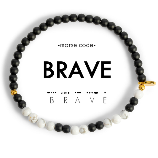 Morse Code Bracelet | BRAVE: Onyx & Howlite