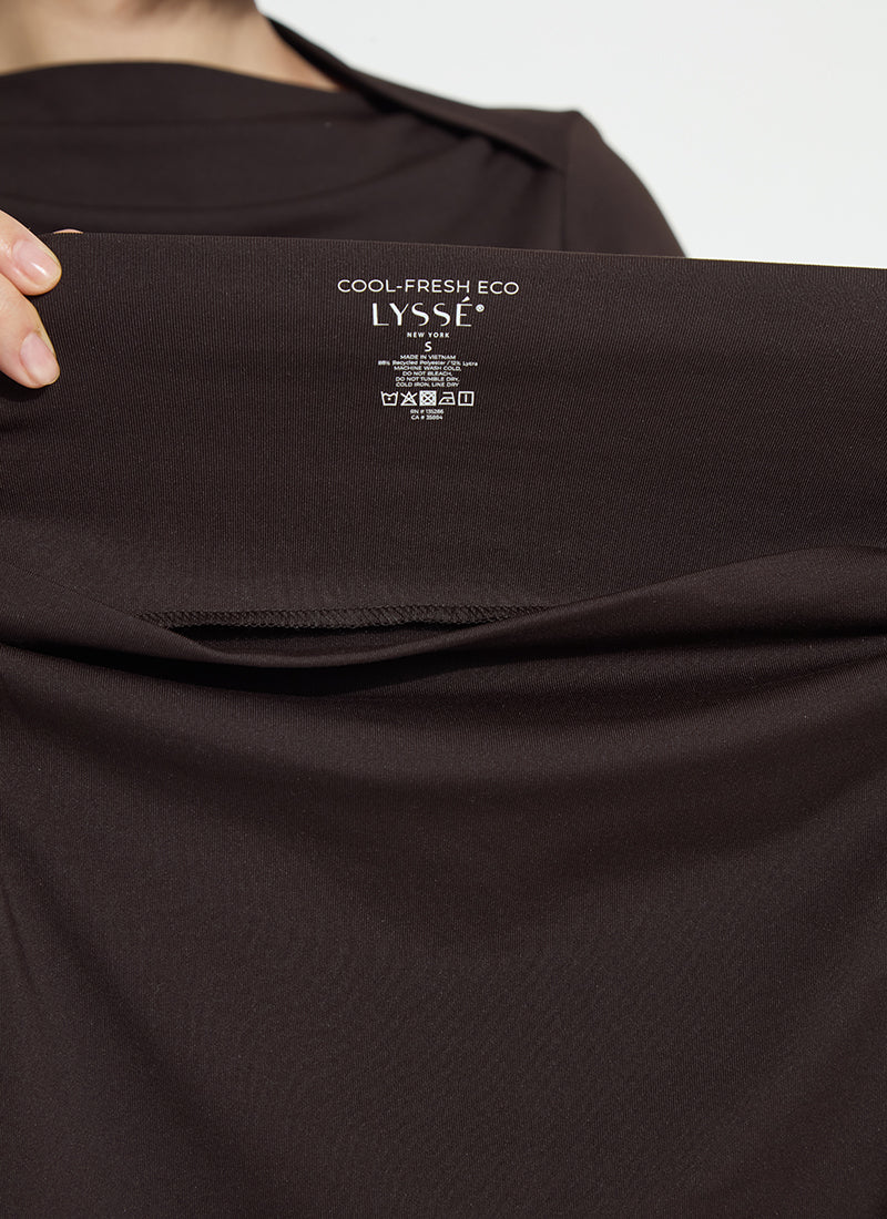 Electra Crossed Boat-Neck Top in Double Espresso