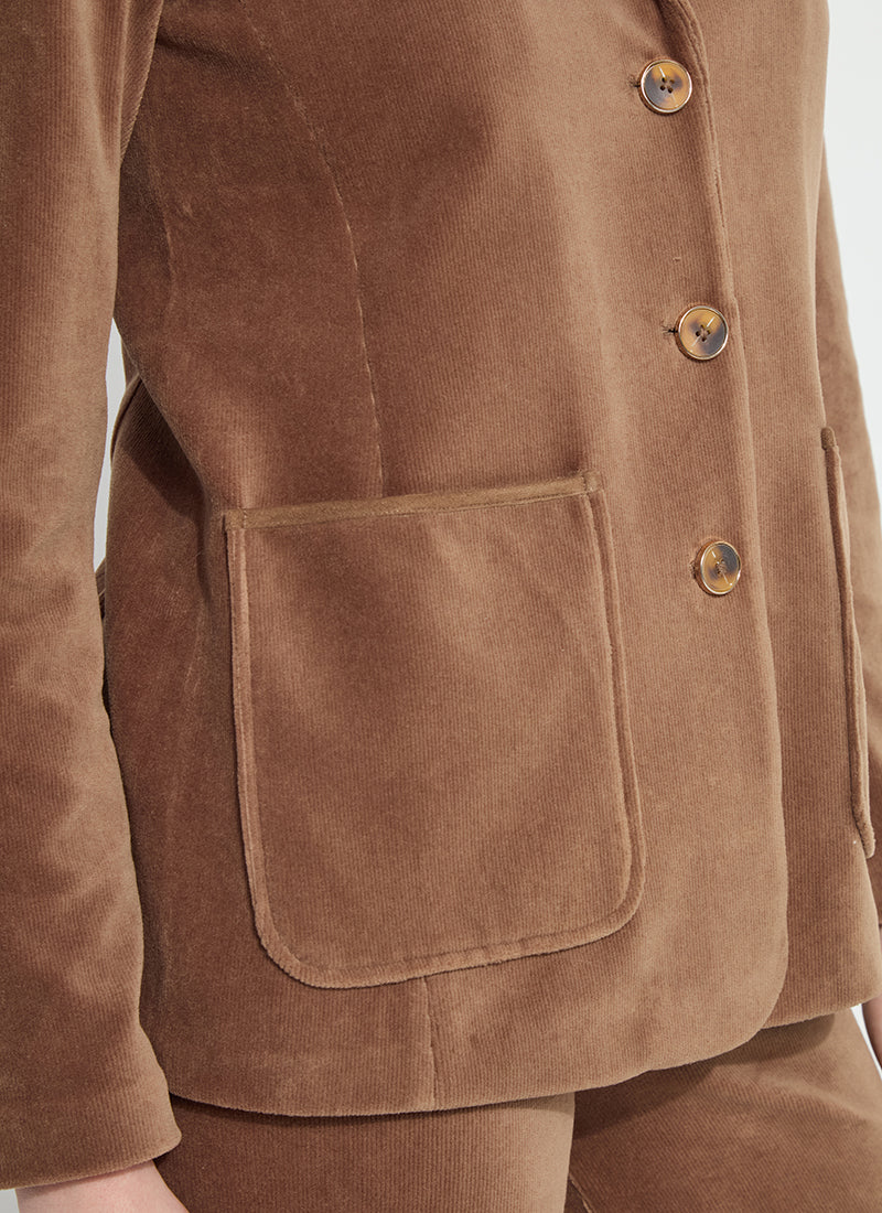 Tilda Stretch Baby Cord Blazer in Antique Toffee