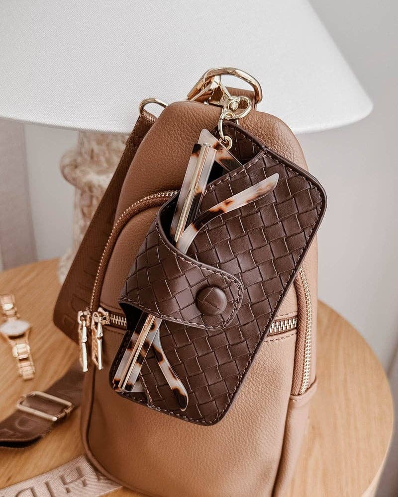 Skittle Sunglass Case - Woven Chocolate: Vegan - Polyurethane / Women-Owned, Cruelty-Free
