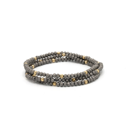 OG Classic Bracelet Stack in Matte Gray + Gold Filled