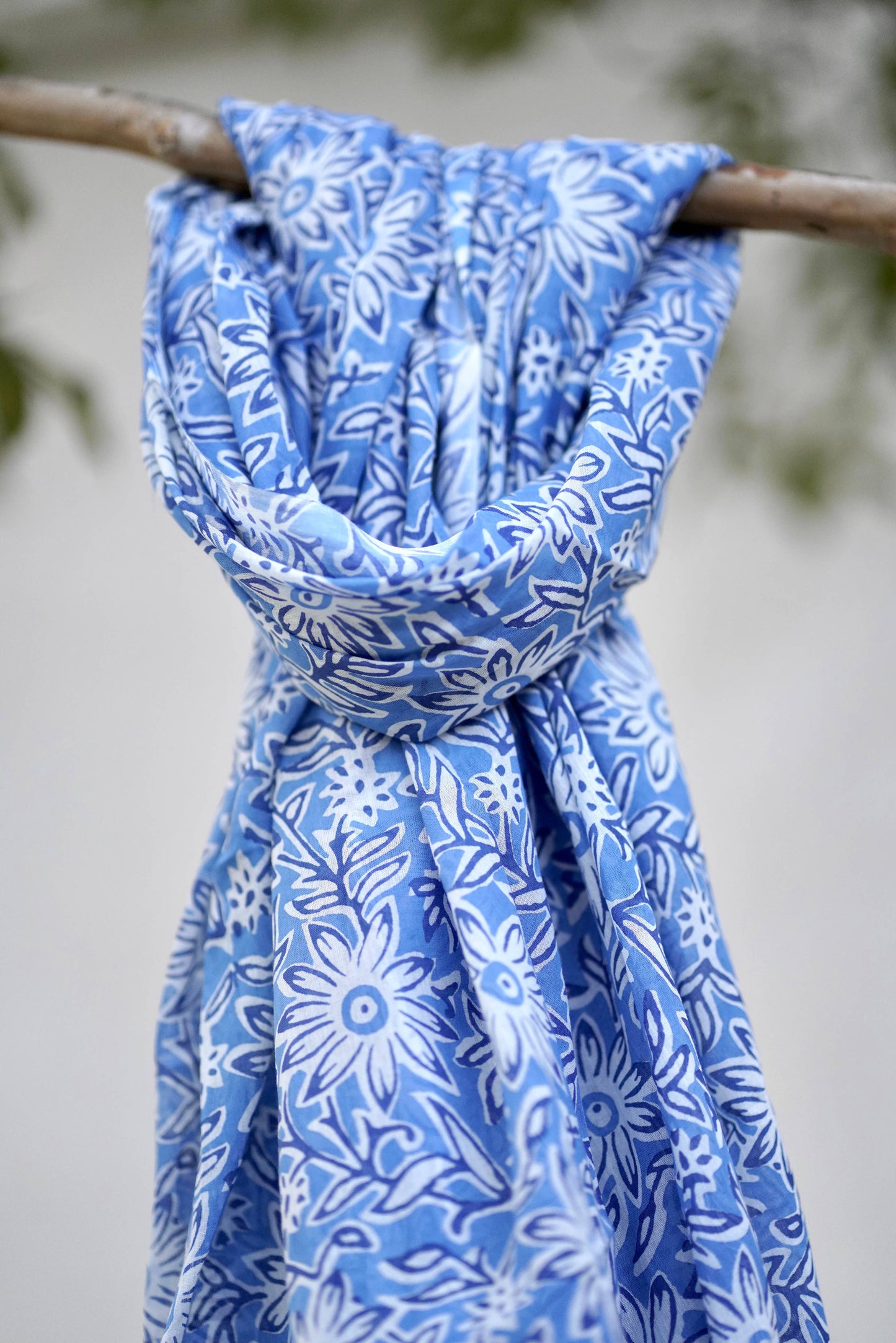 Julie Daisy Cotton Block Print Scarf