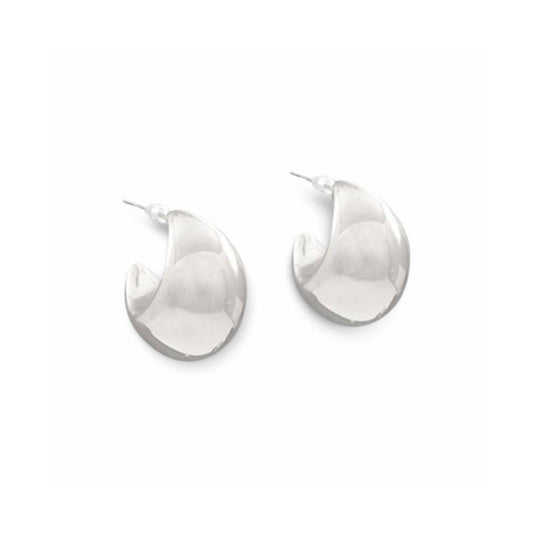 Silver Teardrop Hoop Earrings