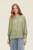 Holly Smocked Sleeve Blouse in Smoke Green