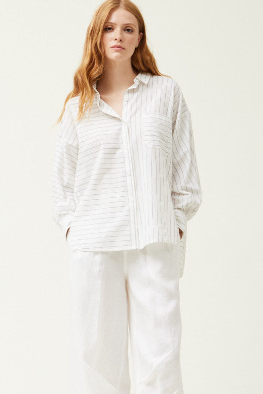 Mixed Stripe Shirt in Off White