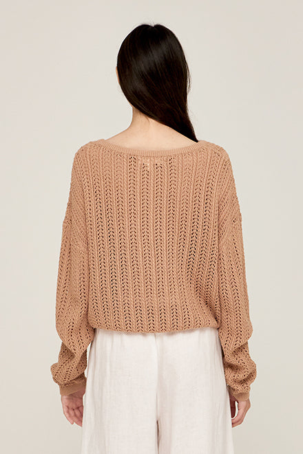Open Rectangle Knit Pullover in Peche