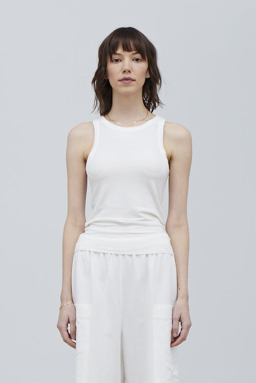 Ribbed Tank Top in Off White