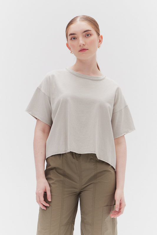 Raw Cut Boxy Tee in Dry Thyme