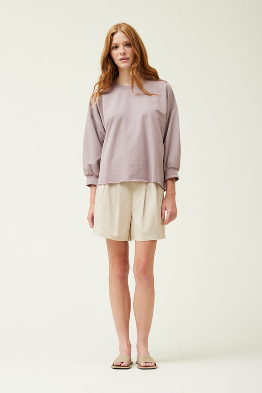 3/4 Sleeve Terry Top in Dusty Lilac