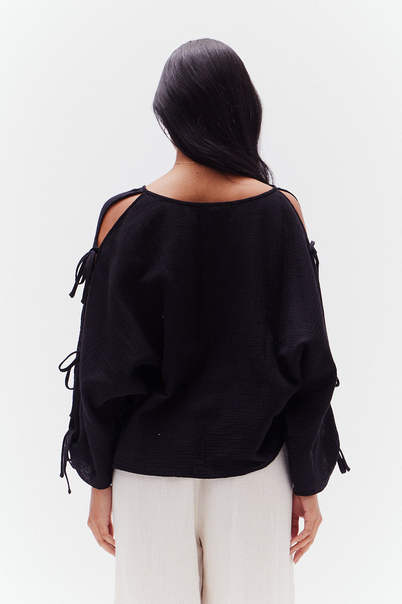 Gauze Top in Pure Black