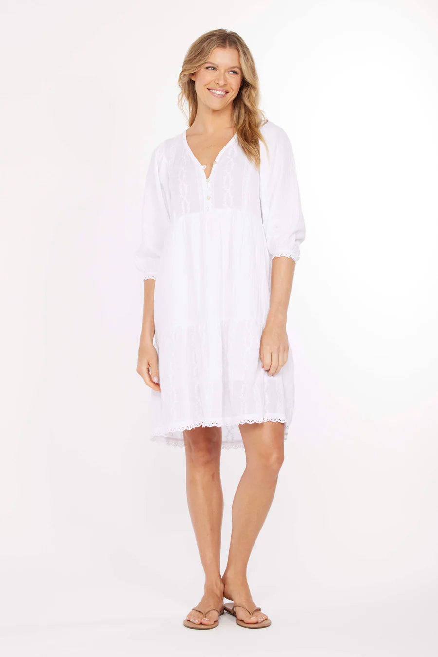 Boho Tiered Dress in White