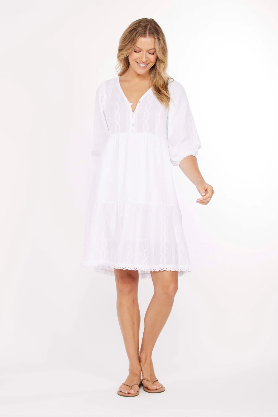 Boho Tiered Dress in White