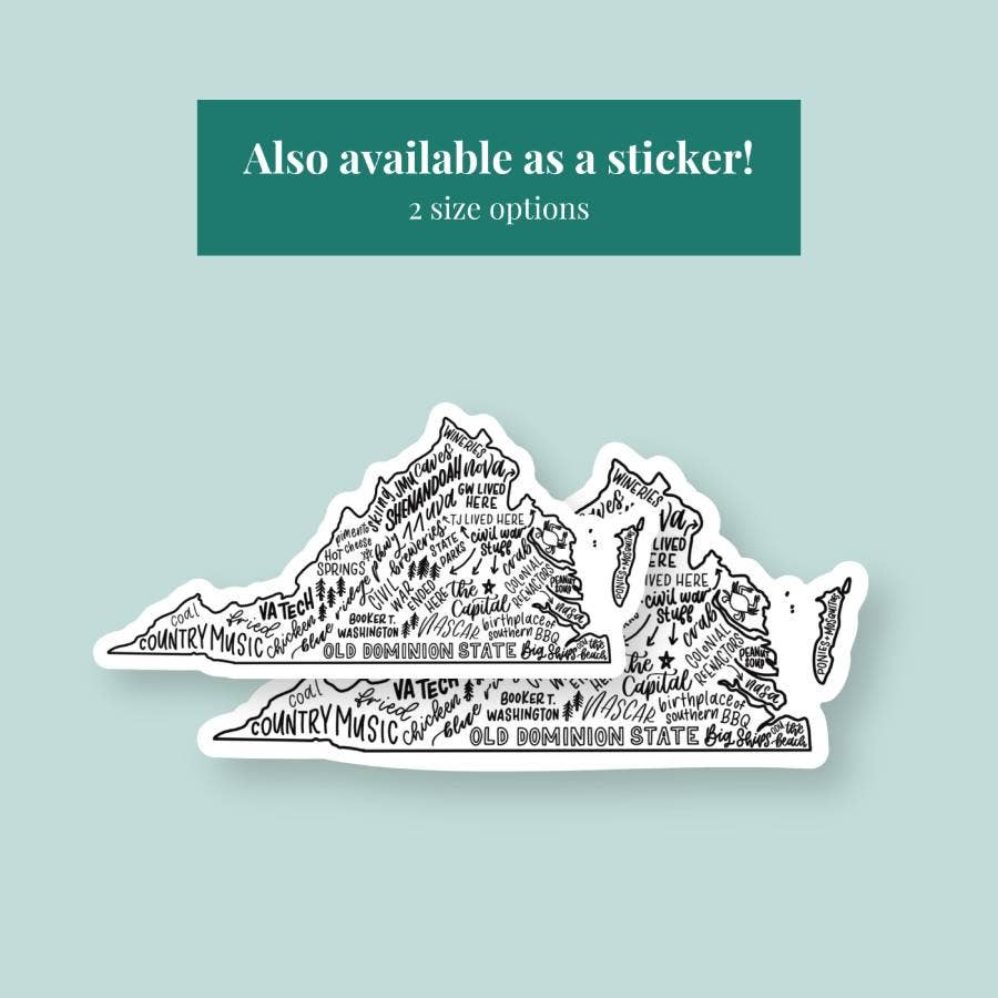 Virginia Magnets | Hand-Drawn State Map Magnet