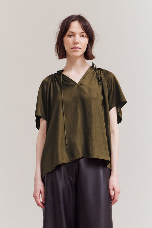 Raglan Sleeve Blouse in Moss