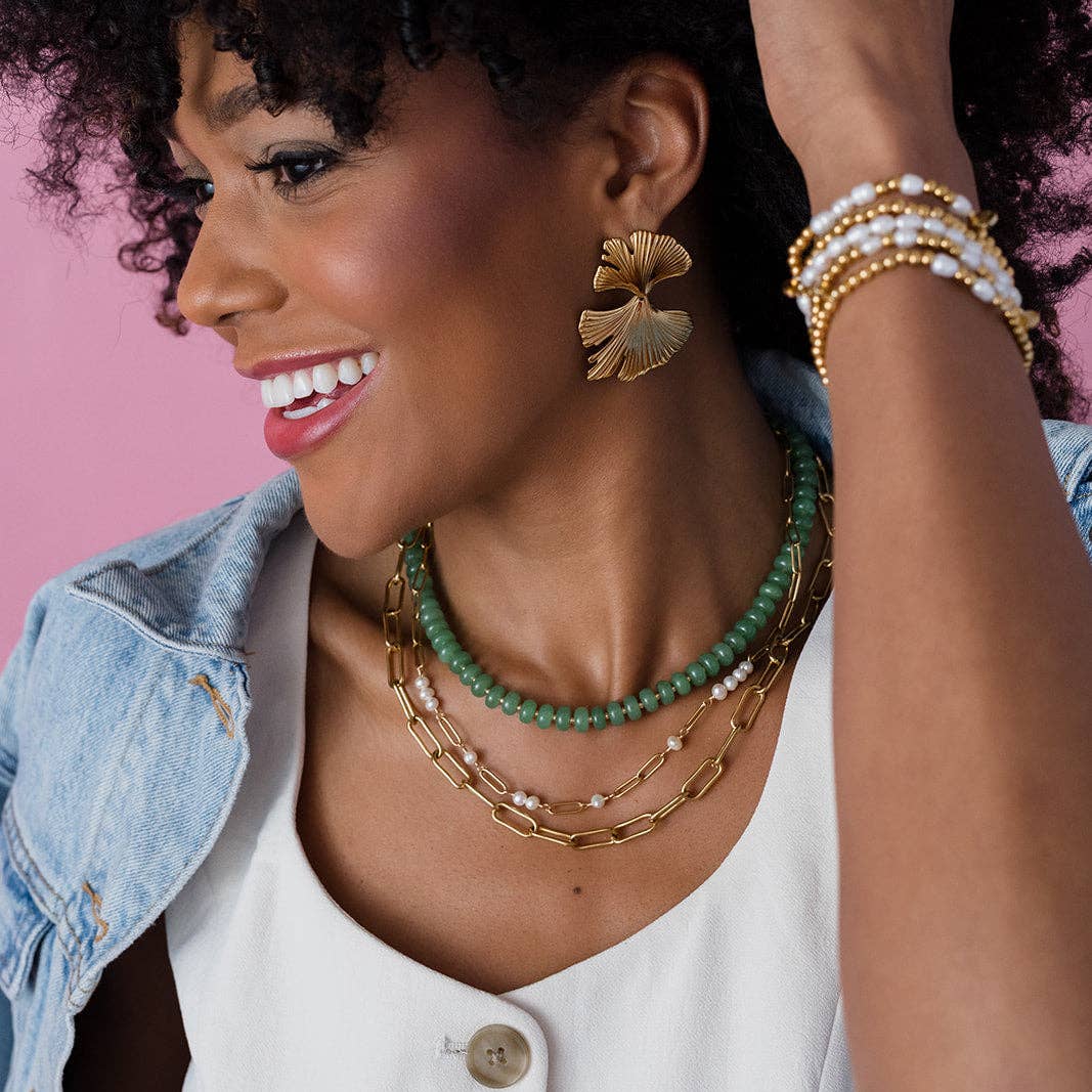 Green Jade Bold Gemstone Beaded Necklace