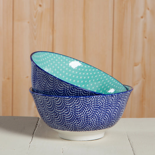 Blue Waves Stamped Bowl - 6"