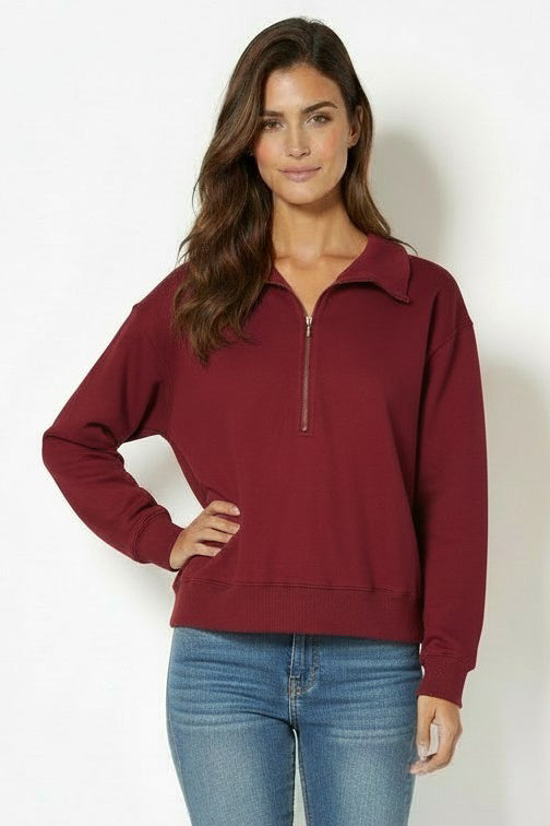 Quarter Zip Pullover in Astroberry