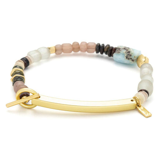 Hidden Message Bracelet - Badass/Larimar/Gold