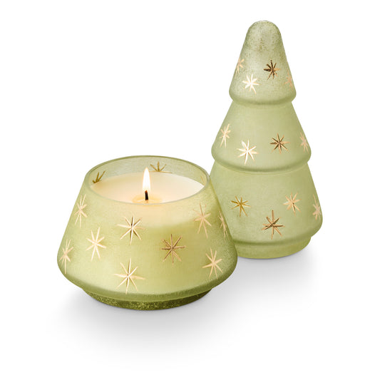 Balsam & Cedar Frosted Star Glass Tree Candle