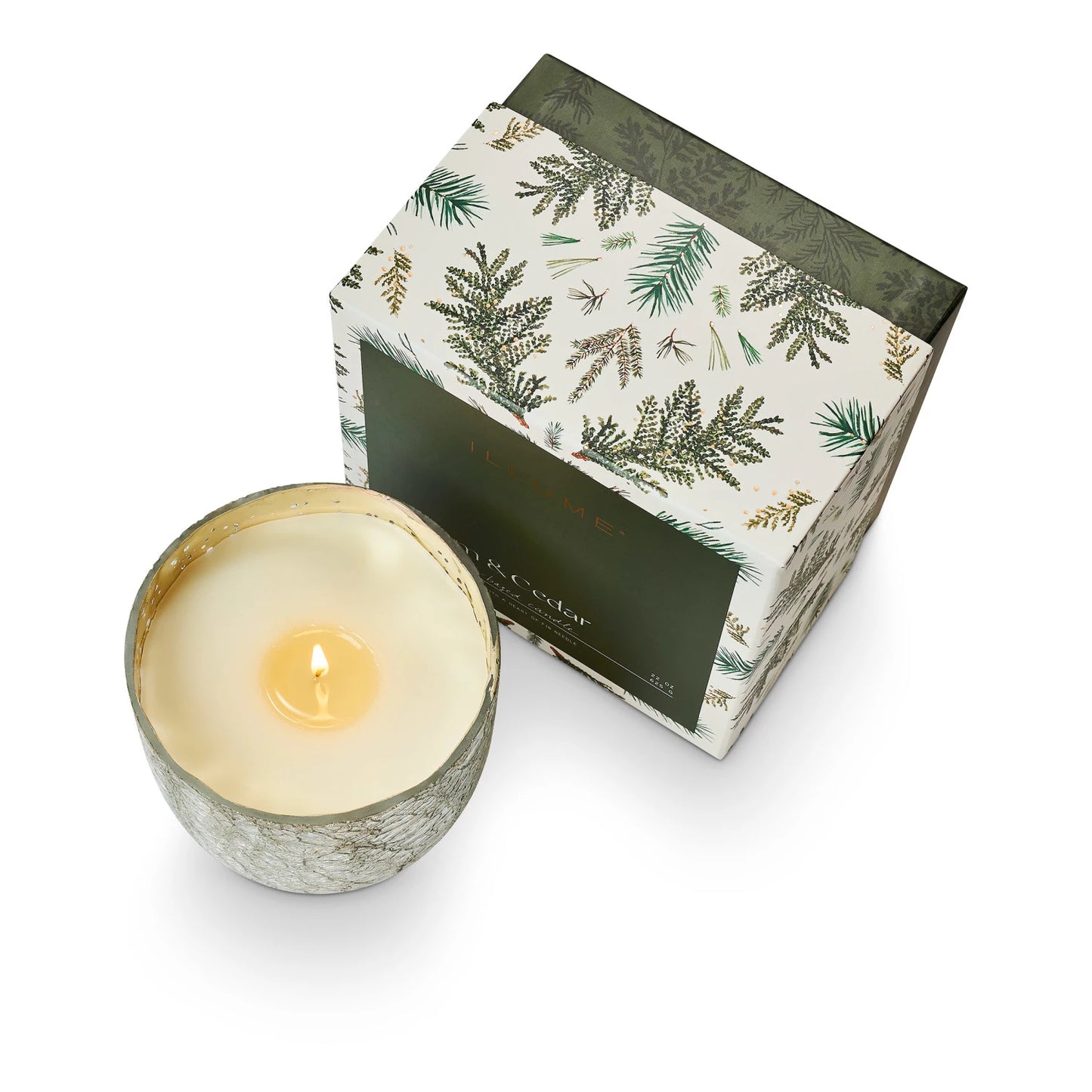 Balsam & Cedar Large Boxed Crackle Glass Candle