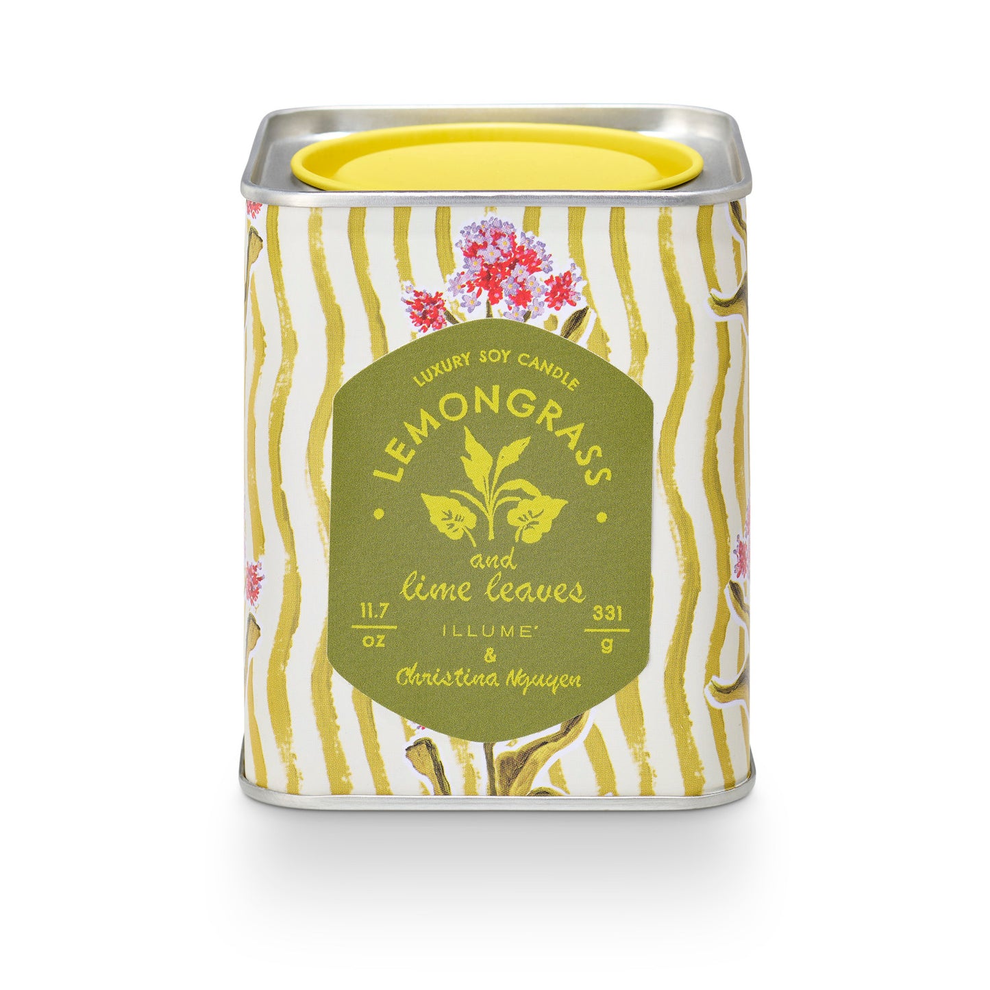 Lemongrass and Lime Leaves Printed Square Tin Candle