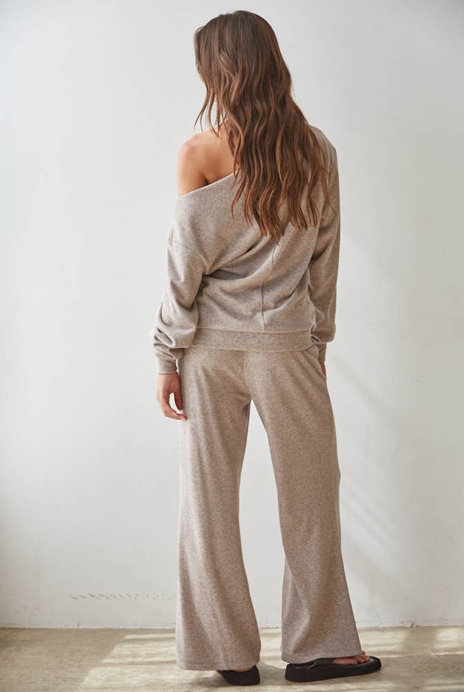 Soft Cowl Neck Pullover in Taupe
