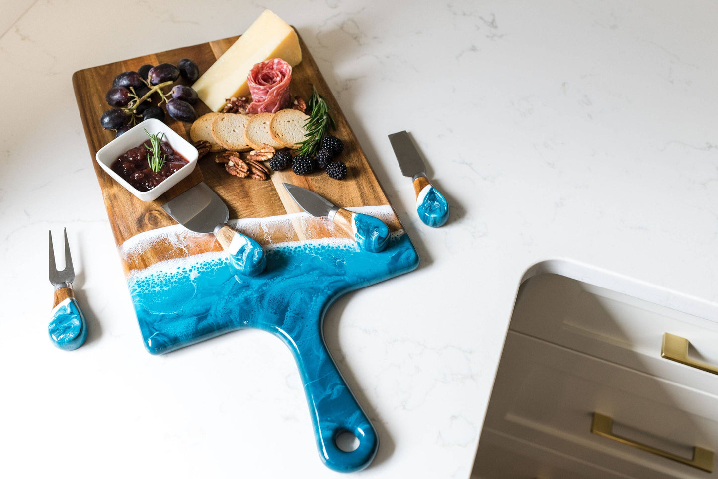 Resin Coated Cheese Knife Set in Navy
