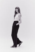 Smocking Waist Gauze Pants in Pure Black