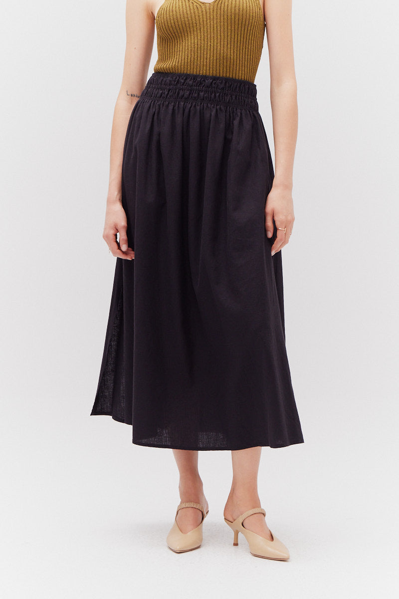 Side Slit Maxi Skirt in Black