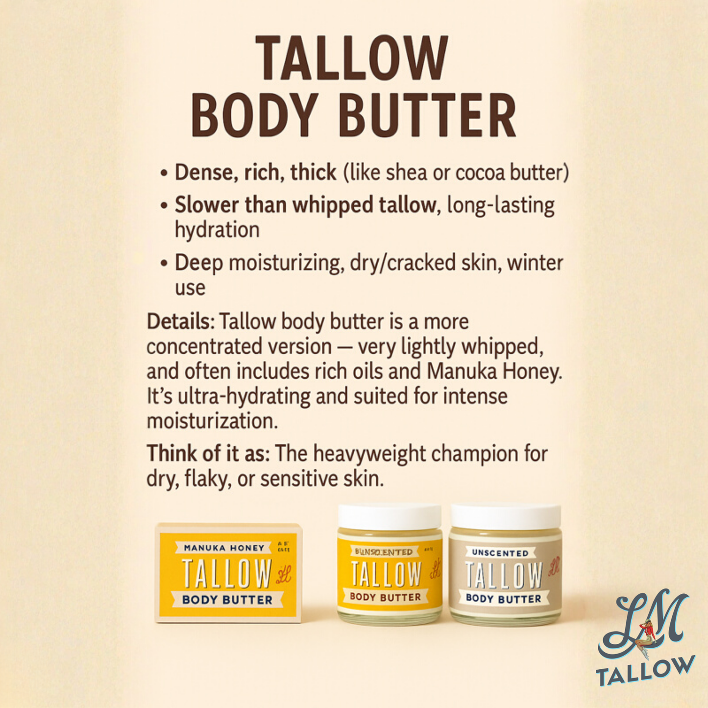 Manuka Honey + Rosehip Tallow Body Butter