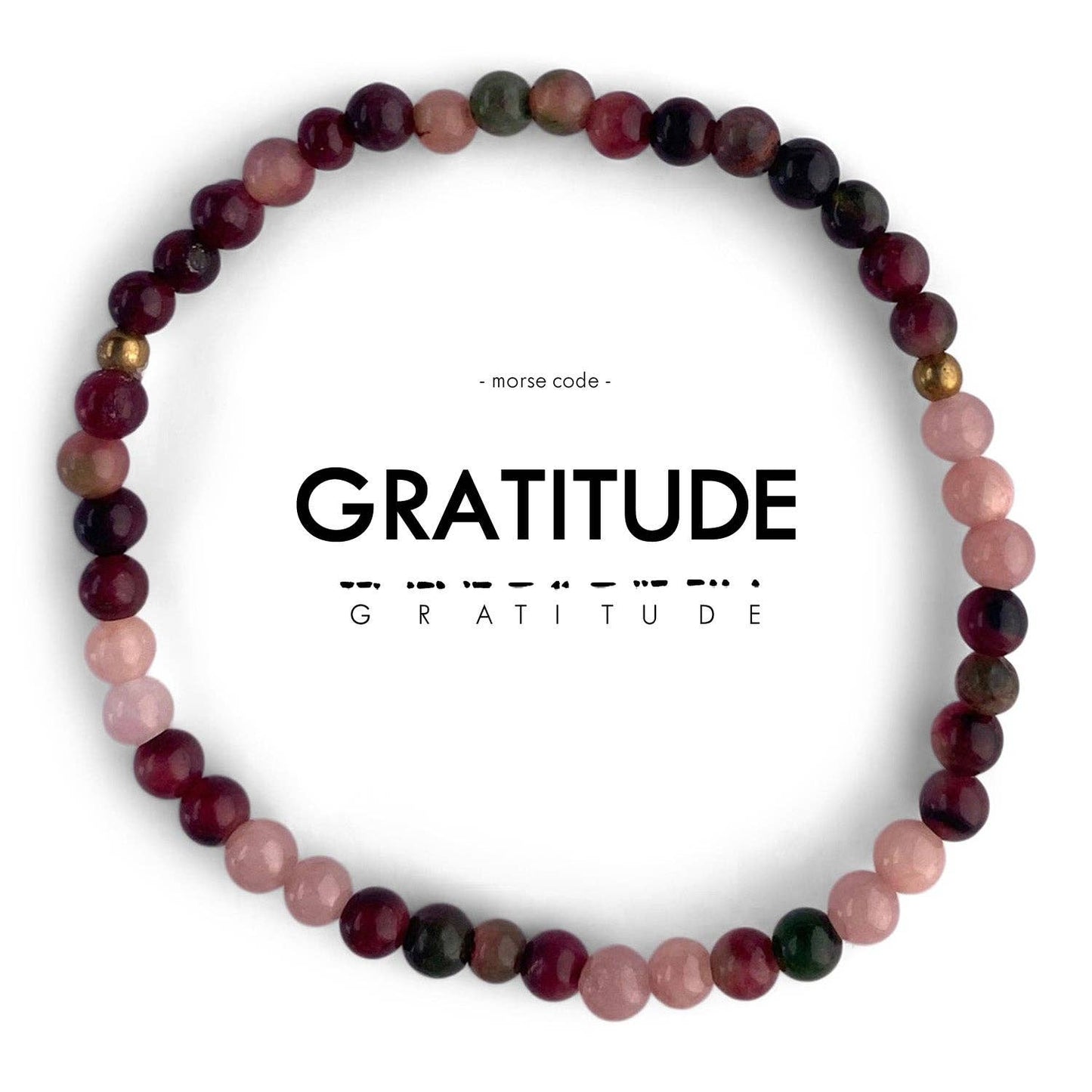 Morse Code Bracelet | GRATITUDE: Light Blue Howlite & Frosted White Quartz