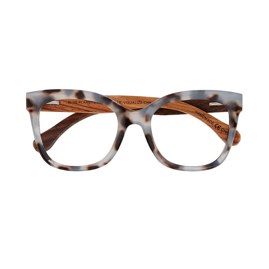 Nora Readers in Blue Tortoise and Walnut Wood - alternate view