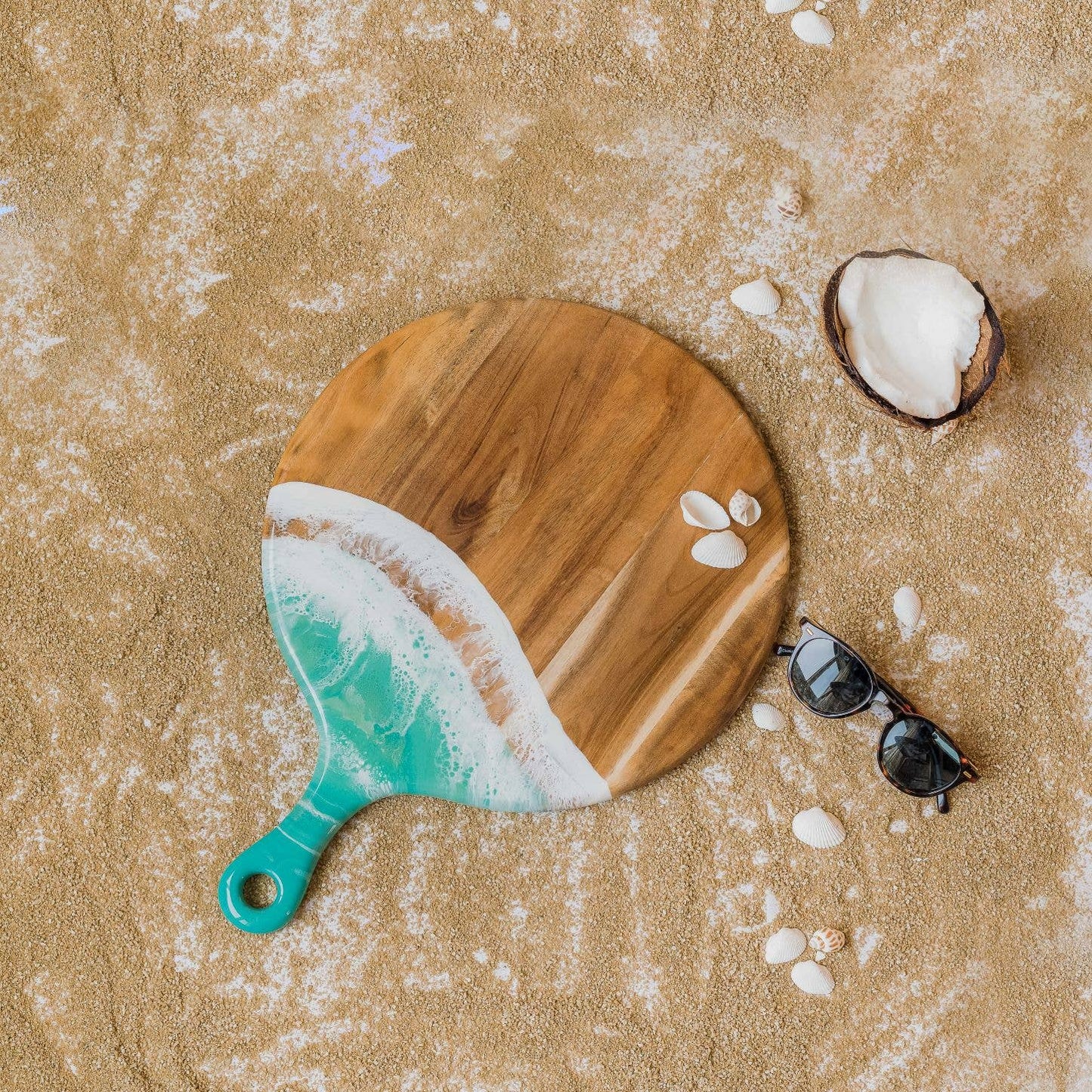 Round Cheese Paddle Acacia Boards in Navy