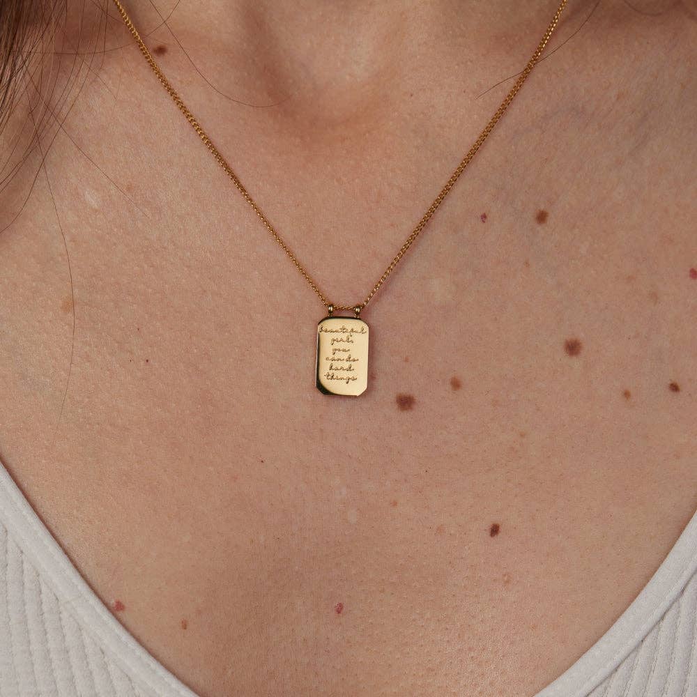 Beautiful Girl, You Can Do Hard Things Necklace in Gold
