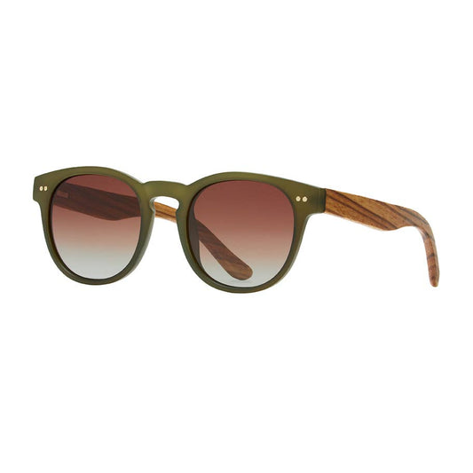 Indie Sunglasses - Matte Olive/Walnut Wood
