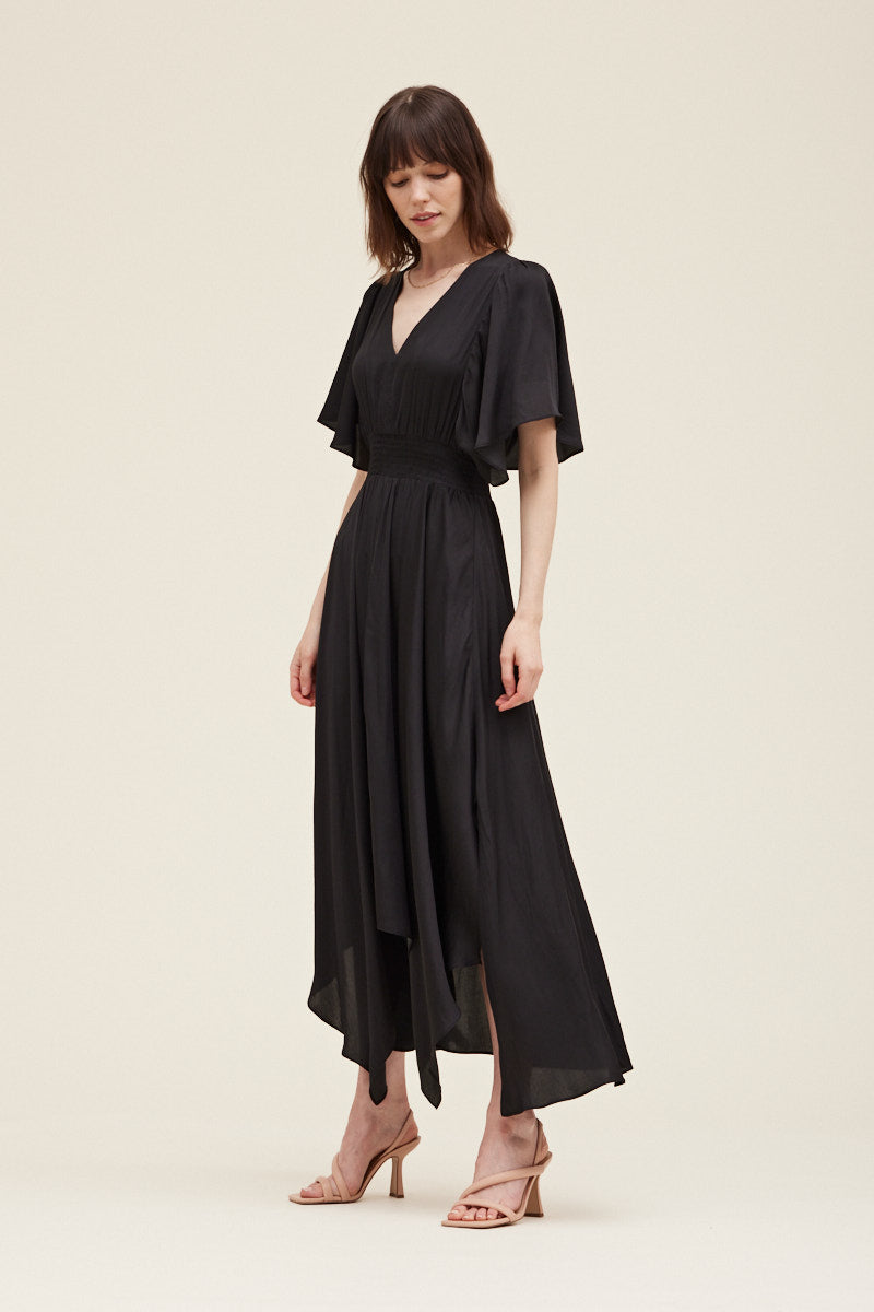 Unbalanced Skirt Maxi Dress in Black