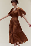 Emma Ruffle Midi Dress in Ochre