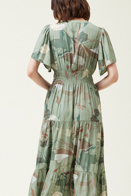 Printed Midi Dress in Foliage