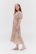 Printed Midi Dress in Lavender Fog