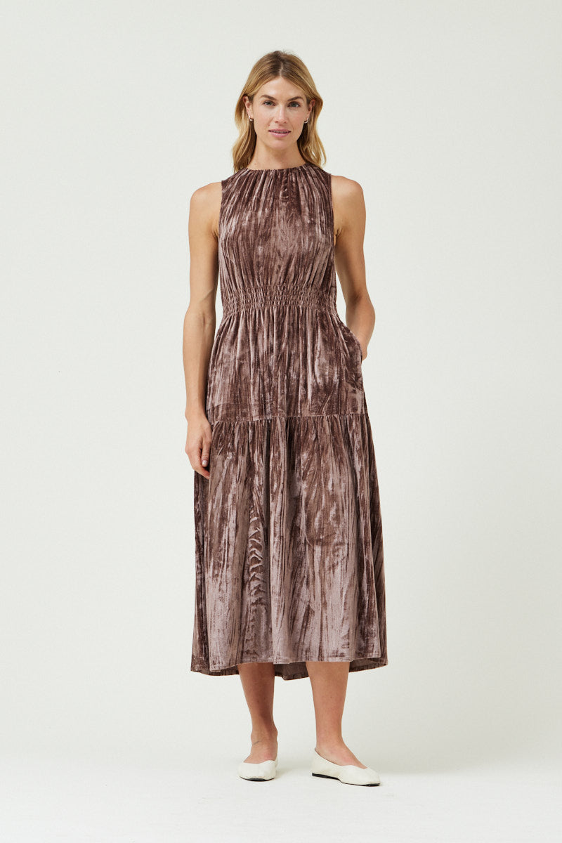 High Neck Dress in Bark