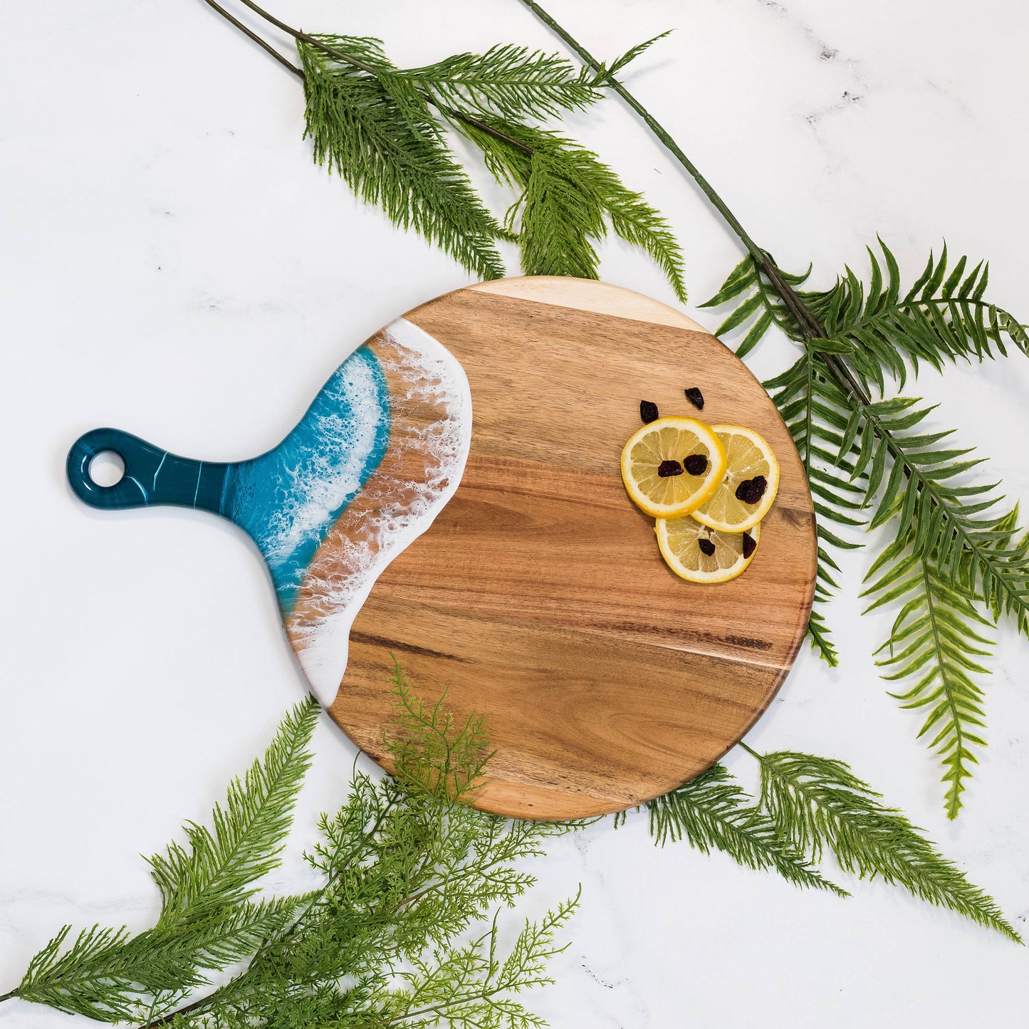 Round Cheese Paddle Acacia Boards in Navy