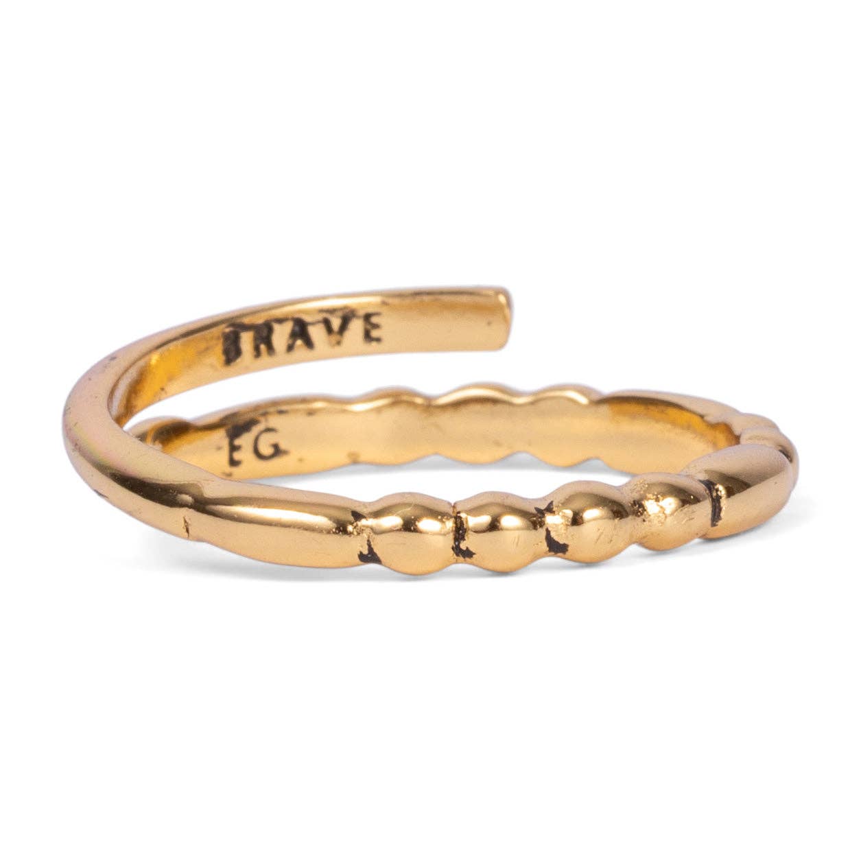 CLASSIC GOLD Morse Code Ring - Patterned | BRAVE: Brave