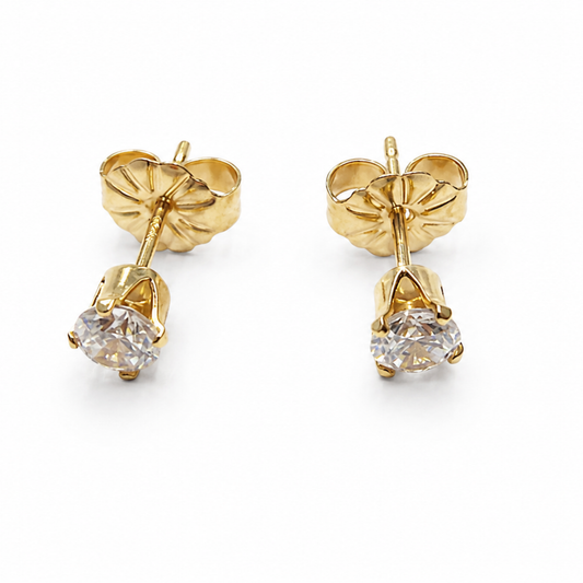 4mm CZ Stud Earrings in Gold
