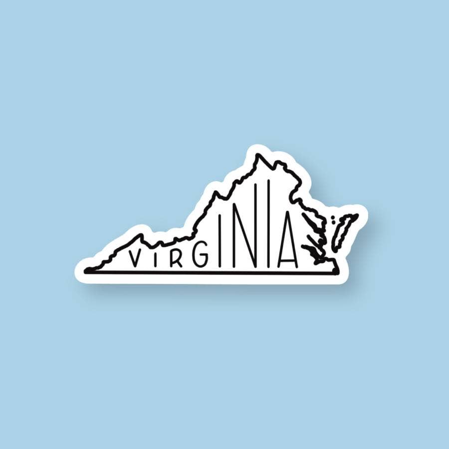 Virginia Sticker Black & White, Virginia State Sticker