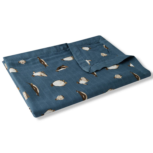 Bamboo Big Lovey Blanket in Penguins